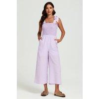 FS Collection Women's Check Print Tie Detail Jumpsuit In Purple & Pink | Size: Large