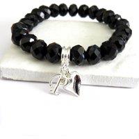 Aye Do Gifts Women's Personalised Black Crystal Beaded Initial & Heart Charm Bracelet | Size: 8 inches