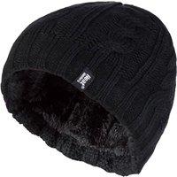 Heat Holders Women's Cable Knit 3.4 Tog Fleece Lined Thermal Winter Hat in Black