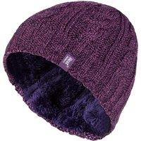 Heat Holders Women's Cable Knit 3.4 Tog Fleece Lined Thermal Winter Hat in Purple