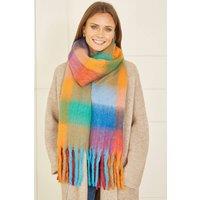 Yumi Women's Multi Check Soft Tassel Scarf