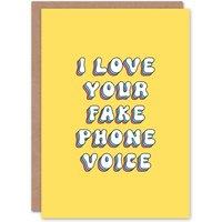 Artery8 Women's Greeting Card Love Your Fake Phone Voice Funny Bright Retro Birthday in Yellow