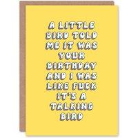 Artery8 Women's Greeting Card A Little Birdie Told Me It's Your Birthday in Yellow