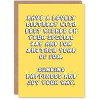 Artery8 Women's Greeting Card Sending Happiness & Joy on Your Special Day Birthday in Yellow
