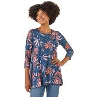 Roman Women's Floral Hanky Hem Stretch Top in Blue | Size: 20