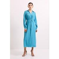Principles Women's Crinkle Crepe Belted Shirt Dress in Blue | Size: 14