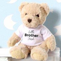 Aye Do Gifts Men's Personalised Teddy Bear with Little Brother T-Shirt in Beige
