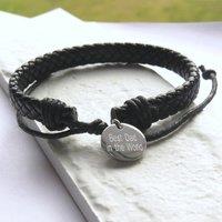 Aye Do Gifts Personalised Men's Black Leather Weave Bracelet | Size: 8 inches