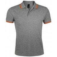 SOL'S Men's Pasadena Tipped Short Sleeve Pique Polo Shirt in Grey | Size: Large