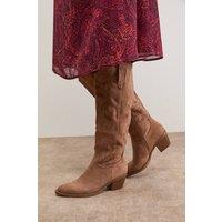 Oasis Women's Salma Faux Leather Western Cowboy Calf Boots in Camel | Size: 7