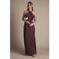 Coast Women's Honoured Twist Halterneck Satin Maxi Bridesmaid Dress in Dusty Rose | Size: 14