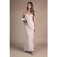 Coast Women's Bardot Gathered Satin Fishtail Bridesmaid Dress in Blush | Size: 16