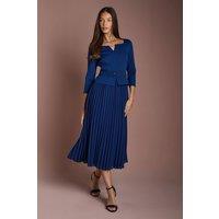 Coast Women's Bandage Long Sleeve Dress with Pleated Skirt in Navy | Size: 10