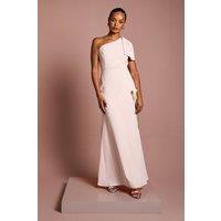 Coast Women's Honoured Petite Bow One Shoulder Maxi Bridesmaid Dress in Blush | Size: 8