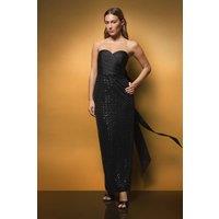 Coast Women's Sequin Bandeau Column Dress With Statement Bow in Black | Size: 16