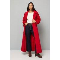 Wallis Women's Petite Maxi Double Breasted Car Coat in Berry | Size: 14