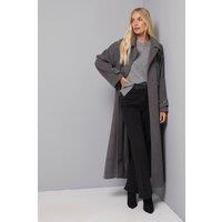 Wallis Women's Petite Maxi Double Breasted Car Coat in Grey | Size: 14
