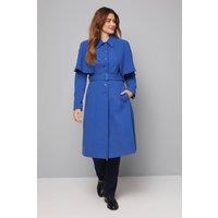 Wallis Women's Collarless Cape Coat in Cobalt | Size: 18