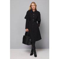 Wallis Women's Petite Collarless Cape Coat in Black | Size: 16