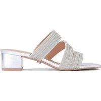 Carvela Women's 'Gala Block Mule Jewel' Heels in Silver | Size: 4