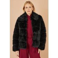 Yumi Women's Black Lux Faux Fur Coat | Size: 16
