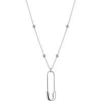 Spero London Women's Sterling Silver Safety Pin Necklace With Beaded Satellite Chain