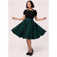 Hell Bunny Women's Jessica Vintage Glamour Midi Skirt in Green | Size: Small