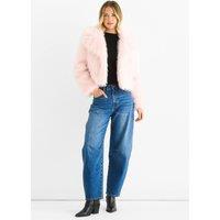 Gini London Women's Pink Faux fur lapel Short jacket | Size: Medium/Large
