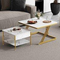 Dprodo Set of 2 Nesting Coffee Table in Cool White
