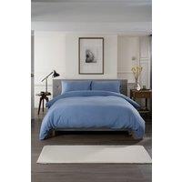 The Lyndon Company St Quentin 100% Cotton Reversible Duvet Bedlinen in Mid Blue | Size: Double