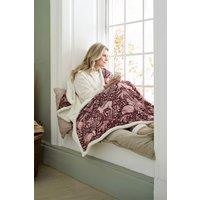 Deyongs Woodland Folk Wine Heated Sherpa Throw - 140x180cm Soft Fleece & Sherpa Lining | 1846 | Size: 140 cm x 180 cm