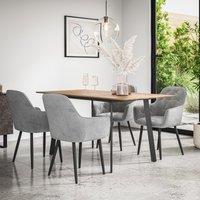 More4Homes Haydon Extending Dining Table & Chairs - Oak Effect Table Top w Black Legs + Anika Velvet Dining Chair Set Of 6 in Grey