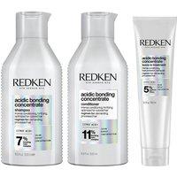 Redken Acidic Bonding Concentrate Shampoo 500ml, Conditioner 500ml & Leave-In Treatment 150ml & Bond Repair Supersize Bundle in Clear