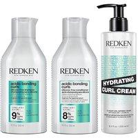Redken Acidic Bonding Curls Shampoo 300ml, Conditioner 300ml & Hydrating Gel Cream 250ml Pack in Clear