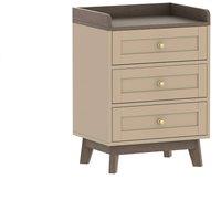 Melody Maison Cream & Wood 3 Drawer Bedside Table - Oswin Range
