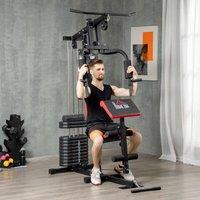 HOMCOM Multi Home Gym Machine with 66kg Weights for Strength Training in Black