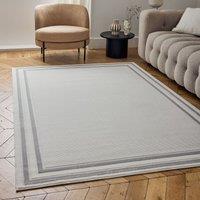 THE RUGS Carmel Bordered Area Rug Runner Soft Pile Living Room Bedroom in Grey | Size: 80 cm x 300 cm