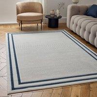 THE RUGS Carmel Bordered Area Rug Runner Soft Pile Living Room Bedroom in Navy | Size: 160 cm x 230 cm