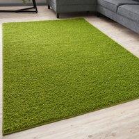 THE RUGS Green Plain Soft High Pile Shaggy Rugs & Runners Living Room Bedroom | Size: 80 cm x 300 cm