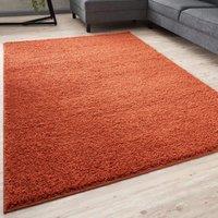 THE RUGS Terra Plain Soft High Pile Shaggy Rugs & Runners Living Room Bedroom in Terracotta | Size: 80 cm x 300 cm