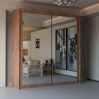 Sliding Wardrobes 4U Modern Double Sliding Door Wardrobe 180cm X 217cm in Walnut | Size: 180 cm X 217 cm