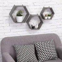 SPETLEK White Floating Shelves Set of 3 for Wall Display in Grey