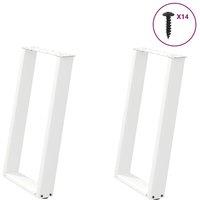Berkfield Home vidXL Dining Table Legs U-Shaped 2 pcs White 50x(72-73) cm Steel