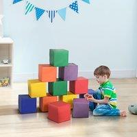 HOMCOM 12 Piece Soft Play Foam Blocks Toy Building Stacking Compliant Learning Toys for Toddler Baby Kids Preschool in Yellow
