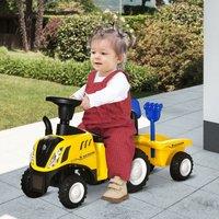 HOMCOM Ride On Tractor Toddler Walker Foot To Floor Slider w/ Storage in Yellow