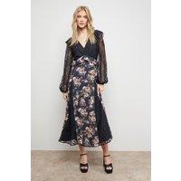 Oasis Women's Lace Mix Midi Dress in Floral | Size: 10