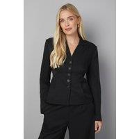Wallis Women's Petite Pleat Detail Blazer in Black | Size: 14