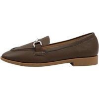MODISHION Women's Slip-On PU Leather Horsebit Loafers in Brown | Size: 7
