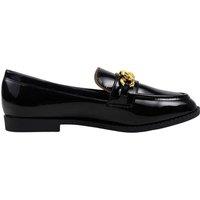 MODISHION Women's Casual Closed Toe Slip-on Chain Loafers with Low Heel in Black | Size: 7