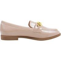 MODISHION Women's Casual Closed Toe Slip-on Chain Loafers with Low Heel in Beige | Size: 5.5